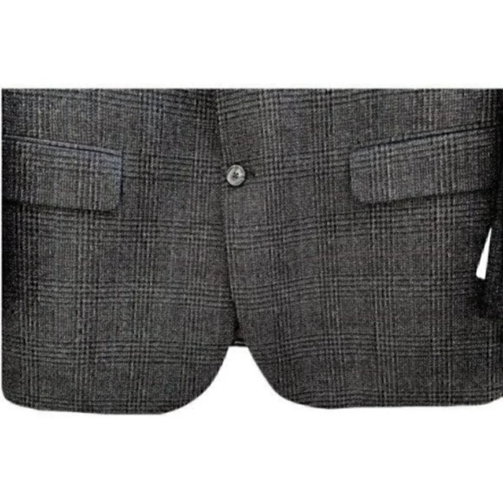 NWT Bert Pulitzer 100% Lambswool Plaid Sports Coat Blazer Dark Gray Men’s 44R